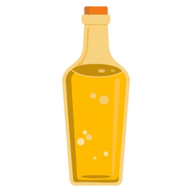 Natural olive or sunflower oil glass bottle vector illustration organic product design flat style for cooking food salad dressing or promotional artwork