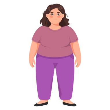 Obese woman clip art vector illustration perfect for cartoon character design health awareness or social theme creative isolated artwork and educational visuals