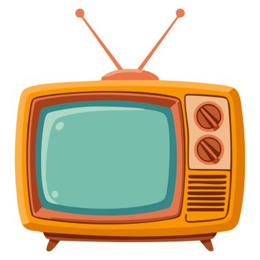 Old style TV retro vector illustration isolated on white background ideal for flat design vintage television media and technology themed artwork