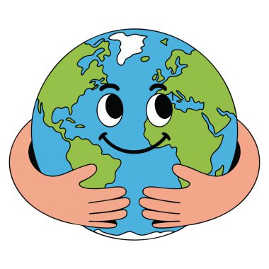 Planet earth hugged in hands vector illustration concept of care protection conservation safety globe environment preservation and eco friendly world creative design
