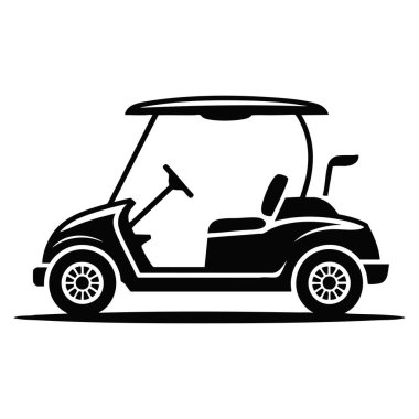 Silhouette symbol golf cart icon vector isolated design negative space illustration perfect for sport recreation transport and outdoor themed artwork