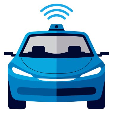 Smart car system with wireless connectivity symbol connected car front view vector illustration technology concept for future transport and innovation
