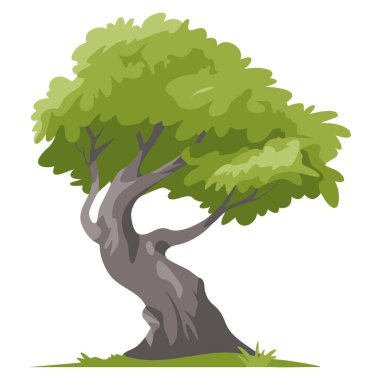 Tropical jungle tree foliage inclined vector illustration perfect for nature design landscape element background scenery or forest themed creative artwork