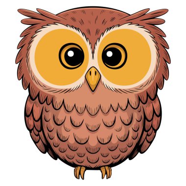 Vector illustration isolated cute owl avatar ideal for cartoon logo design animal mascot character or social media profile creative artwork concept