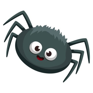 Vector illustration of black spider isolated on white background design suitable for halloween scary insect creepy arachnid or spooky decoration artwork theme