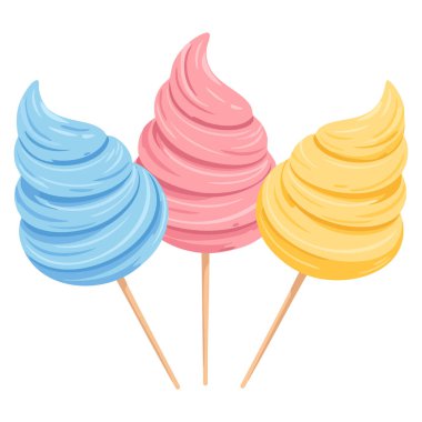 Vector illustration of cotton candy set isolated on white background ideal for carnival fair sweet dessert or candy floss creative design concept artwork