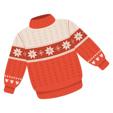 Vector illustration of cozy knitted winter garment with festive patterns ideal for christmas holiday celebration warm comfort and seasonal joy artwork