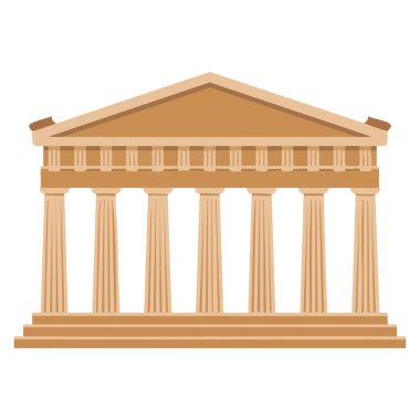 Vector illustration of greek pantheon with columns isolated on white background suitable for greek culture antique architecture or ancient temple themed artwork