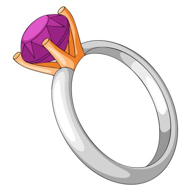 Vector illustration of isolated colored ring icon with diamond perfect for luxury jewelry accessory gift design or romantic concept artwork themes