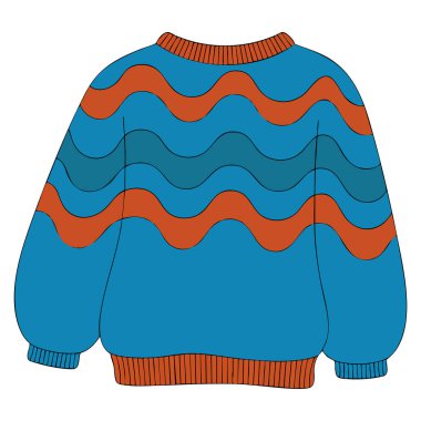 Vector illustration of multicolored warm sweater clothing for winter holiday christmas or new year perfect for fashion sticker or festive artwork design