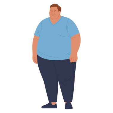 Vector illustration of obese man clip art ideal for cartoon character design educational awareness or health themed creative visuals on white background