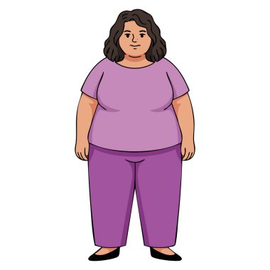 Vector illustration of obese woman clip art ideal for cartoon character design educational awareness or health themed creative visuals on white background