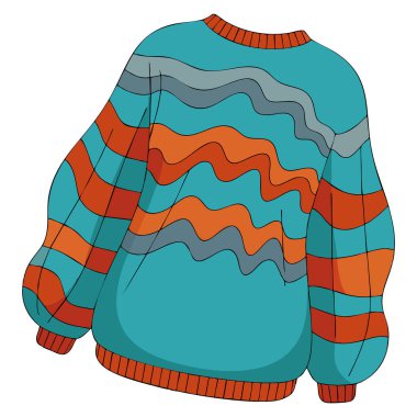 Warm multicolored sweater vector illustration clothing for winter christmas or new year holiday perfect for festive sticker or fashion creative artwork