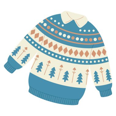 Wool winter sweater vector illustration cozy design with christmas ornament perfect for holiday warmth or festive creative artwork winter theme