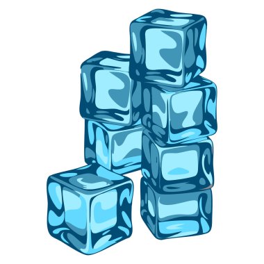 A pile of icecubes isolated on white vector illustration design element perfect for cold beverage concept realistic frozen cube creative artwork theme