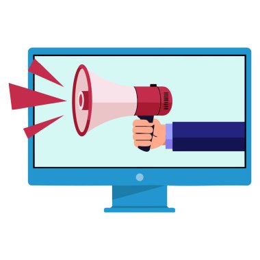 Abstract vector design loudspeaker inside screen illustration customizable component for data infographic educational presentation or visual media artwork