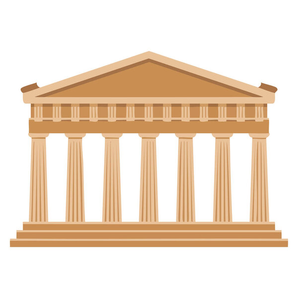 Vector illustration of greek pantheon with columns isolated on white background suitable for greek culture antique architecture or ancient temple themed artwork