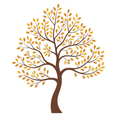 Sonbahar sezonu tasarımı için uygun beyaz arkaplan üzerindeki soyut sonbahar ağacı vektör çizimi mevsimsel dekorasyon doğa sanat çalışması veya manzara projesi