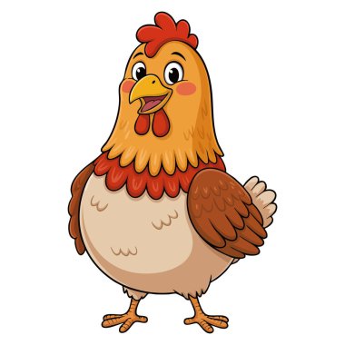 Beyaz arka plan vektör tasarımında izole edilmiş büyük şişman tavuk çizimi çiftlik hayvanı karikatür veya kümes hayvanları temalı yaratıcı tasarımlar için mükemmel.