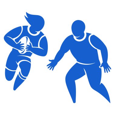 Ragbi takımı spor müsabakası veya yaratıcı spor temalı tasarım projeleri için mükemmel rugby vektör çizimi için mavi spor simgesi