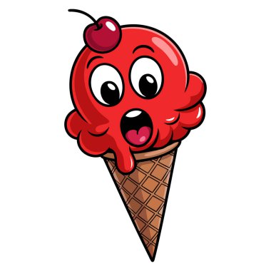 Beyaz arkaplanda izole edilmiş yüz vektör çizimi olan dondurma çizgi film karakterleri için mükemmel çocuklar eğlenceli yaratıcı sanat eserleri tasarlıyor.