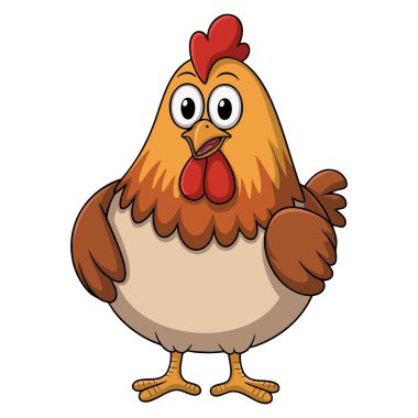 Kümes hayvanları ve tarım temalı tasarımlar için uygun beyaz arka plan vektör tasarımına izole edilmiş büyük şişman tavuk tasviri
