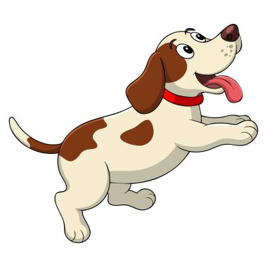 Beyaz arka planda izole edilmiş şirin köpek vektör tasarımı tasviri neşeli çizgi film köpekleri veya hayvan temalı yaratıcı sanat konsepti için idealdir