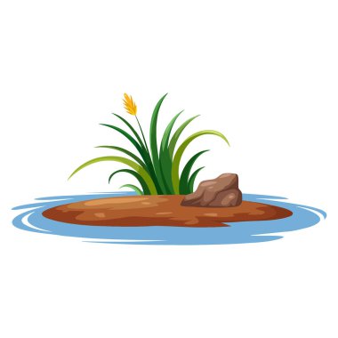 Beyaz arkaplanda izole edilmiş ada vektör çizimi tropikal manzara, sahil, tatil, macera veya manzara temalı yaratıcı sanat eserleri için mükemmeldir.