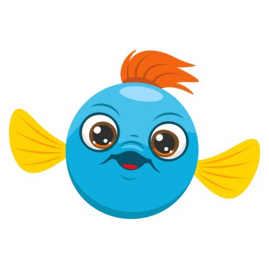 Okyanus yaşamı deniz ürünleri dekorasyonu akvaryumu ya da eğitim temalı sanat eserleri için mükemmel beyaz arka plan vektör tasarımı üzerinde izole balık çizimi