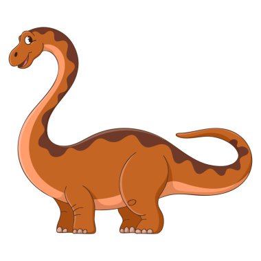 Tarih öncesi dinozor temalı çocuk kitabı ve dekoratif yaratıcı sanat eserleri için uygun vektör tarzı turuncu brontozorlar.