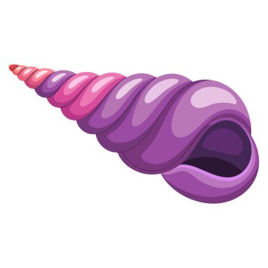 Mor deniz kabuğu çizimi, beyaz arka plan vektör tasarımında izole edilmiş. Plaj deniz dekorasyonu için mükemmel. Eğitici ya da dekoratif sanat eserleri.