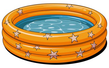 Yüzme havuzu illüstrasyon vektörü beyaz zemin üzerinde izole yaz tatili su eğlencesi ve rahatlama temalı görseller için uygundur