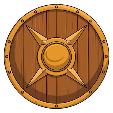 Korunmayı sembolize eden tek bir kalkan tasarım ikonunun vektör çizimi. Ortaçağ savunma koruması veya güvenlik konsepti. Logo ve yaratıcı tasarım için ideal.