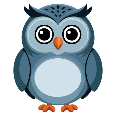 Yuvarlak vücutlu mavi baykuşun vektör çizimi vahşi yaşam için uygun hayvan orman çizgi filmi ya da yaratıcı sanat eserleri temalı çocuklar için izole edilmiş.