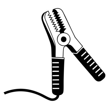 Araba jumper glyph simgesi siluetinin vektör çizimi batarya kıskacı timsah klipsi sigara çakmağı otomotiv izole raster tasarımı