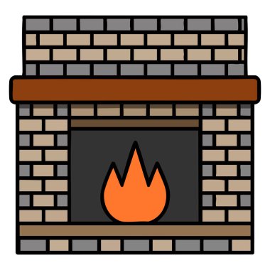 Noel şömine hattı ikonunun vektör illüstrasyonu bayram dekorasyonu kış sıcacık iç dekorasyonu veya Noel mevsimsel temalı yaratıcı sanat eserleri için idealdir.