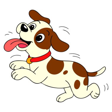 Beyaz arka planda izole edilmiş şirin koşu köpeğinin vektör çizimi çizgi filmlerdeki köpek yavrusu veya eğlenceli hayvan temalı yaratıcı sanat tasarımı için uygundur
