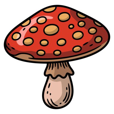 Beyaz zemin üzerinde izole edilmiş dev kırmızı mantarın vektör çizimi fantezi doğa orman peri masalı kavramı veya tuhaf yaratıcı tasarım için idealdir.