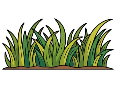 Arazi, doğa manzarası, çevre, doku veya arkaplan temalı yaratıcı tasarımlar için ideal beyaz arkaplan üzerinde izole edilmiş çimlerin vektör illüstrasyonu