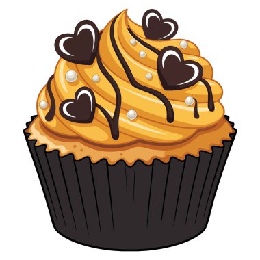 Tatlı yemek fırını için uygun portakallı kekin vektör çizimi. Renkli temalı yaratıcı tasarım ve ambalaj sanatı.