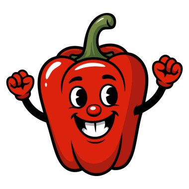 Beyaz arka planda izole edilmiş kırmızı kapsikanın vektör çizimi sebze yemekleri veya sağlıklı tarif tasarımı için ideal.