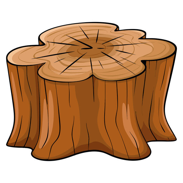 Vector illustration of big stump isolated on white background perfect for nature forest wood concept design or environmental themed creative artwork