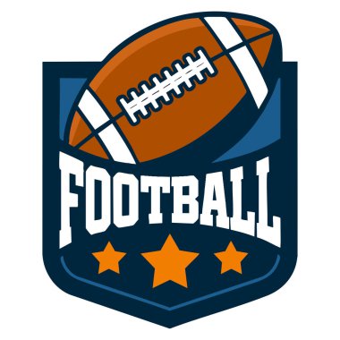 Amerikan futbolu logo vektör çizimi spor takımının amblem amblemi için ideal beyaz arka plan yaratıcı sanat eserlerinde izole edilmiş.