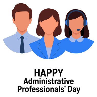 İdari Profesyoneller Günü vektör illüstrasyon ikonu ofiste tebrik kartı posteri veya dijital sanat eserleri için ideal erkek ve kadın seti