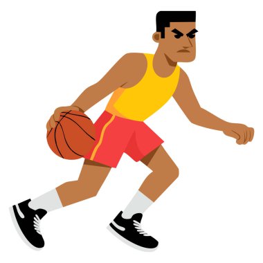 Basketbol oyuncusu formalı sporcu, beyaz zemin üzerinde izole edilmiş, spor tasarım takımı logosu ya da atlet temalı sanat eserleri için mükemmel.