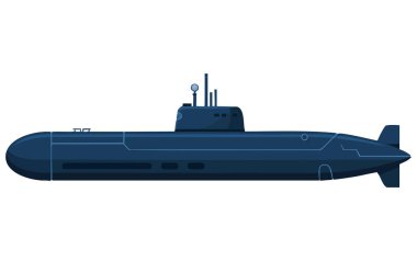 Kara denizaltı ordusu savaş gemisi düz vektör çizimi ile savaşıyor. Donanma askeri savunma gemisi için mükemmel izole edilmiş ya da temalı tasarım ile savaşıyor.