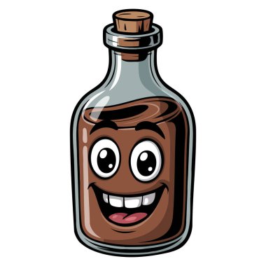 Oyuncak ürün ambalajı ve yaratıcı sanat tasarımı kavramları için mükemmel beyaz arkaplan vektör tasarım ögesi üzerinde yüz resimleme ile şişe