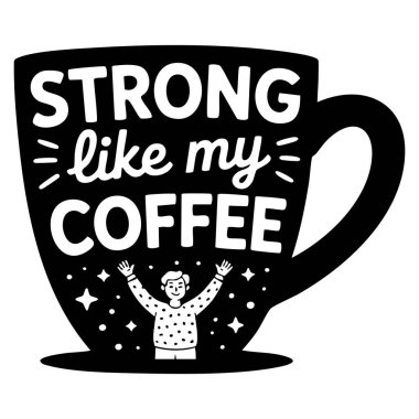 Kahvem gibi güçlü harflerle büyük bardak vektör çizimi tutan çocuk giysi baskısı ya da kafe menüsü dekorasyonu için ideal tipografi poster tasarımı yapıyor.