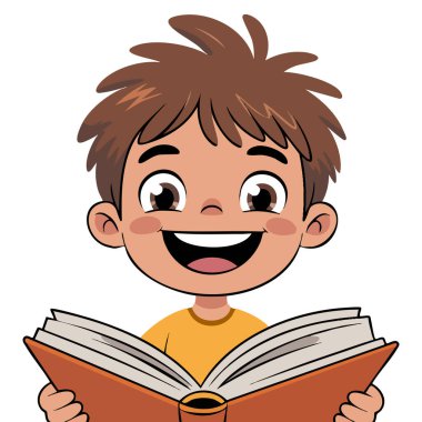 Eğitim kitabı okuyan çocuk beyaz arka planda izole edilmiş çocuk karakteri kavramsal eğitim kavramı illüstrasyonu okul ve tema eğitimi için mükemmel.