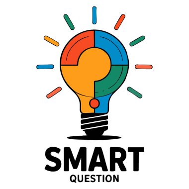 Söz konusu ampul lambası ve soru işareti sembolü ve cevap vektör logo şablonu fikir desteği yaratıcı öğrenme ve bilgi temelli markalaşma için uygundur